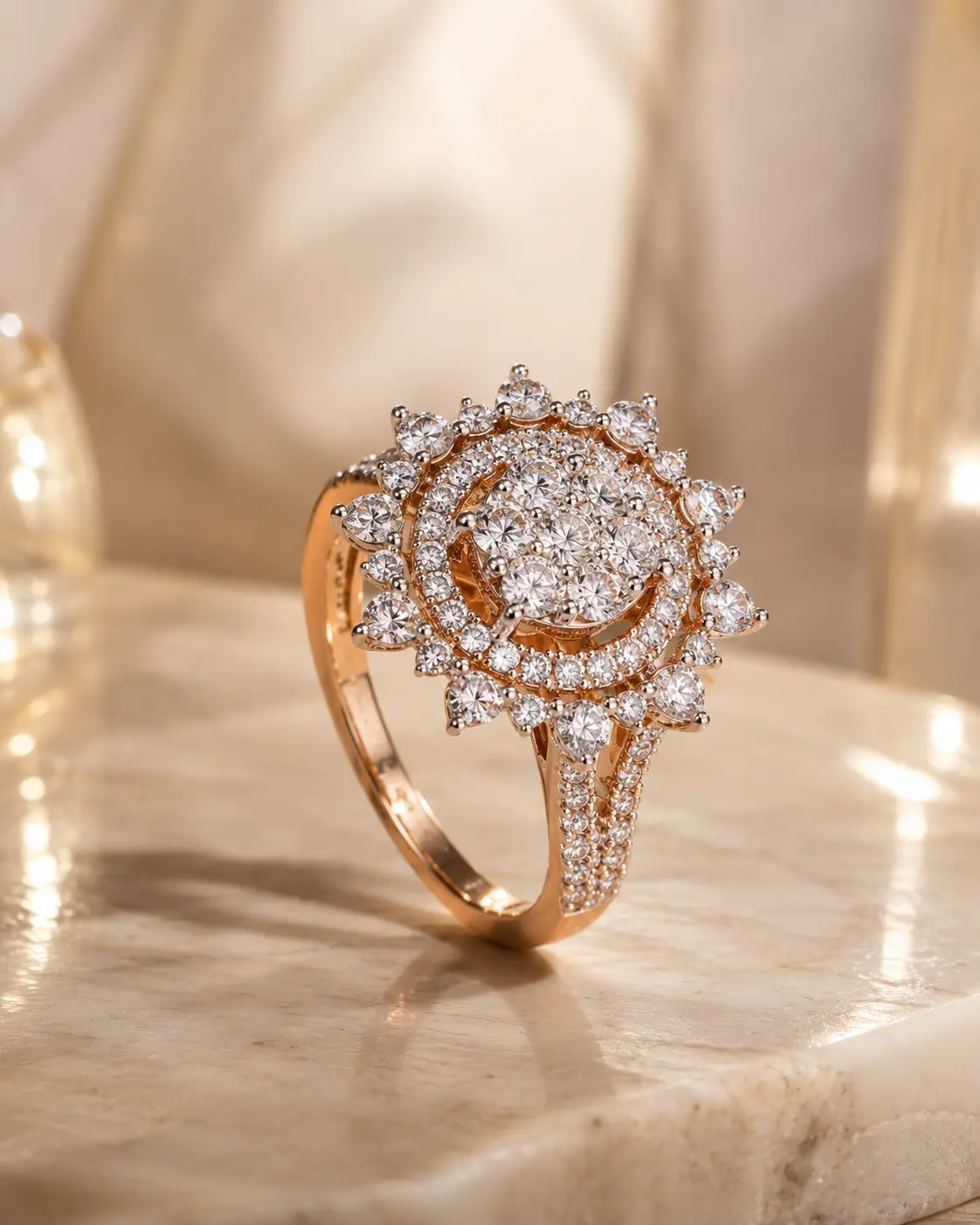 Indriya diamond cluster ring macro